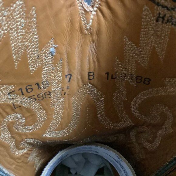 LUCCHESE HandMade Ladies Western / Cowboy Boots Black Lizard Leather Size 7B - Picture 6 of 8